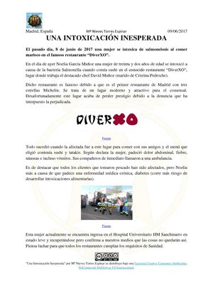 Una Intoxicación Inesperada Mª Nieves