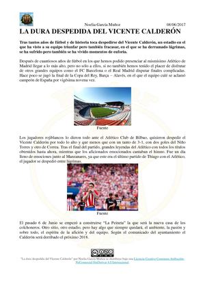 La Dura Despedida Del Vicente Calderón Noelia