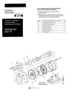 Char-Lynn / Installation Information / Motor High Pressure