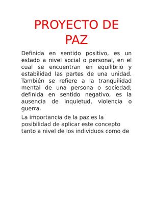 Proyecto De Paz