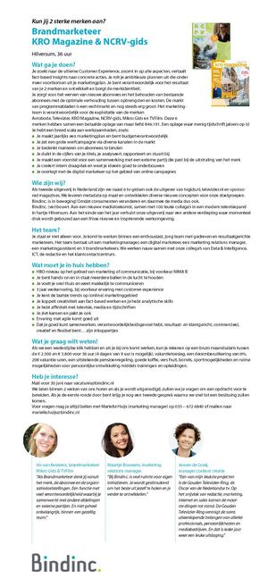 Brandmarketeer KRO Magazine en NCRV-gids 06-2017
