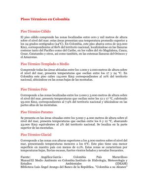 Pisos Térmicos En Colombia