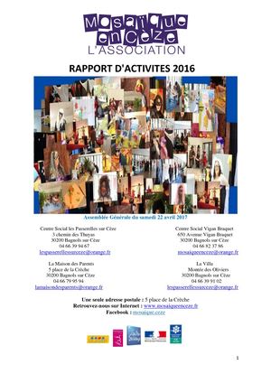1-Mosaïque En Cèze - Rapport D'Activités 2016