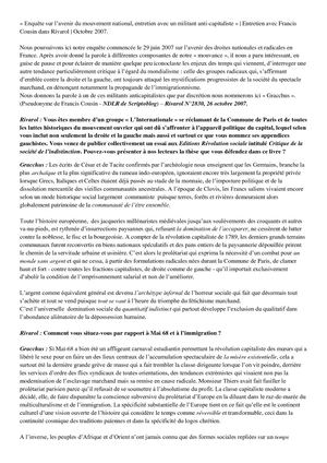 « Enquête Sur L’avenir Du Mouvement National, Entretien Avec Un Militant Anti Capitaliste » Entretien Avec Francis Cousin Dans Rivarol Octobre 2007