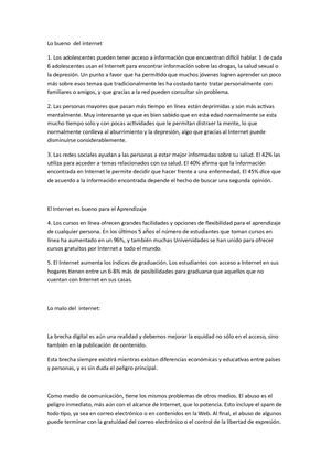 Lo Bueno Del Internet