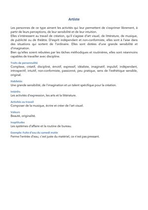 Profil Artiste Riasec