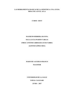 Grupo 4. Las Herramientas Básicas De La Ofimática Una Ayuda Didáctica En El Aula