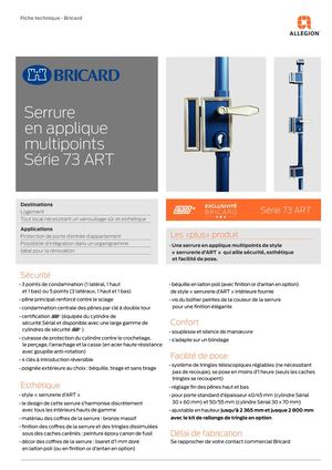 Fiche Technique Serrure Série 73 ART