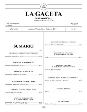 Gaceta No 113 Viernes 16 De Junio De 2017