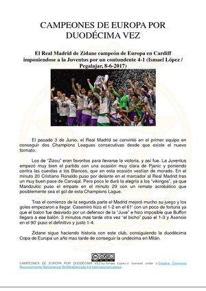 Campeones De Europa Por Duodécima Vez