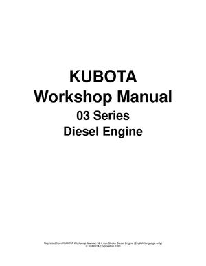 KUBOTA F2803 B(E) DIESEL ENGINE Service Repair Manual