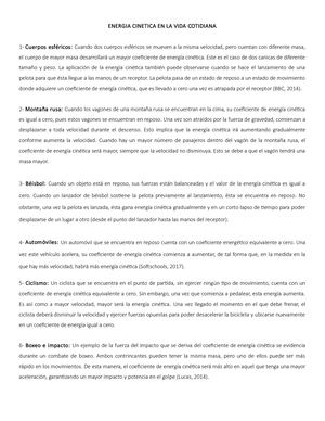 Energia Cinetica, Mecanica Y Potencial