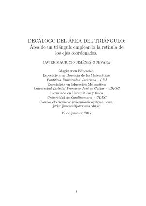 9. Área de un triángulo empleando la retícula de los ejes coordenados.