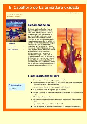 Boletin De Lectura Pag 88 Y 89 (El Caballero De La Armadura Oxidada)