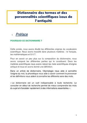 Dictionnaire des termes et des personnalités scientifiques issus de l'antiquité