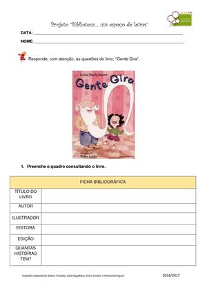 023 Projeto Biblioteca A Menina Verde Caderno De Atividades