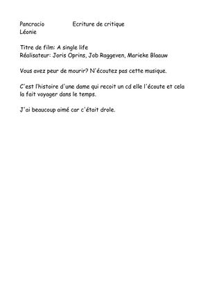 Critique Single Life