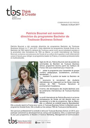 TBS CP Nomination Patricia Bournet Directrice Bachelor