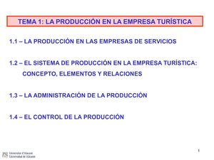 Produccion En La Empresa Turistica