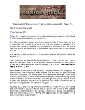 Fusion Art Announces "Black & White" International Art Competition