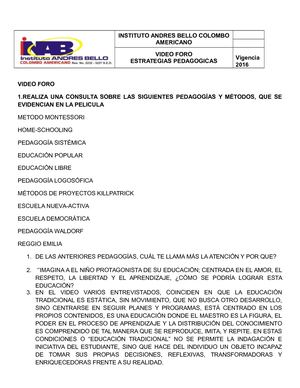 Video Foro La Educacion Esta Prohibida