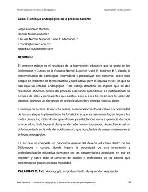 El Enfoque Andragogico En La Practica Docente