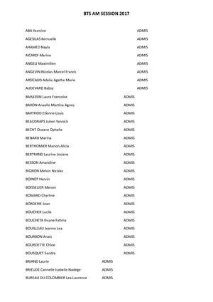 ICSSA - Liste Bts Am session 2017