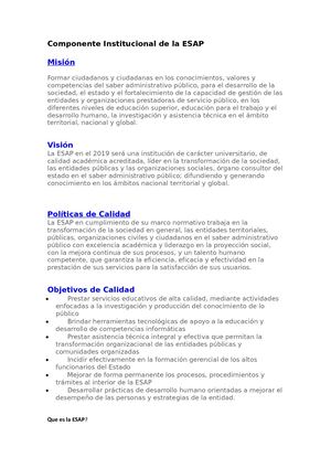 Componente Institucional De La Esap