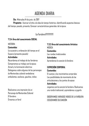 Agenda Diaria  14 DE JUNIO LA FAROLERA