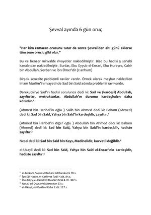 Şevval'de altı gün oruç