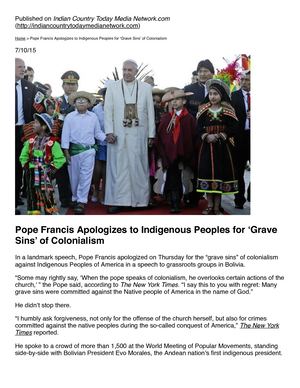 2 Pope Francis Apologizes To Indigenous Peoples For ‘Grave Sins’ Of Colonialism