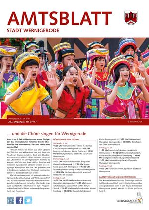 Amtsblatt der Stadt Wernigerode -  Ausgabe 07 / 2017
