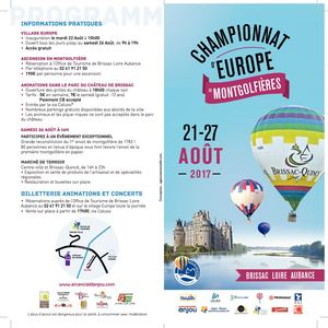 Programme Championnat d'Europe de montgolfières 2017