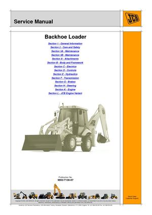 JCB 2CX BACKHOE LOADER Service Repair Manual SN（930000 Onwards）.