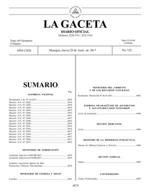 Gaceta No 122 Jueves 29 De Junio De 2017