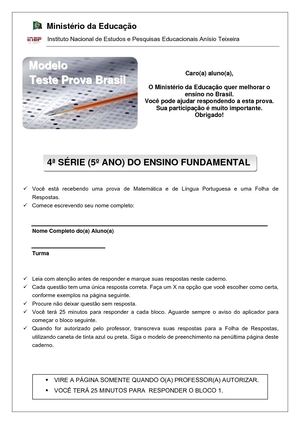 Imprimir Provamodelo 5ano
