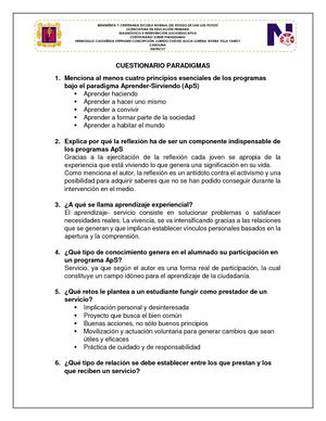 Cuestionario Paradigmas