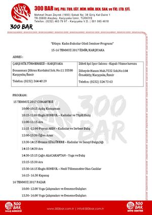 “Dünya Kadın Dalıcılar Günü Seminer Programı”