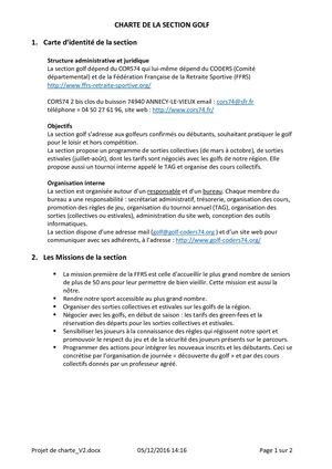 Charte Section Golf