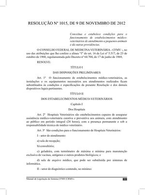 Resolução CFMV 1015/2012