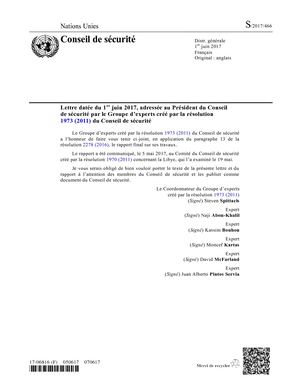 ONU : Rapport final du Groupe d’experts sur la Libye créé par la résolution 1973