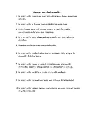 10 Puntos Sobre La Observación