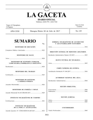 Gaceta No 125 Martes 04 De Julio De 2017