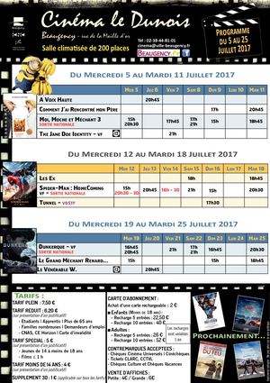 Programme Cinéma Le Dunois Beaugency Du 5 Au 25 Juillet 2017