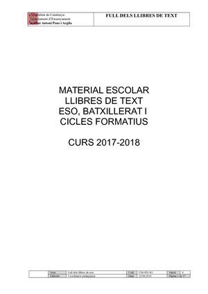 Material I Llibres 2017 2018