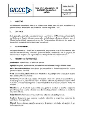 Gd G 001 Guia Elaboracion De Documentos Giccc