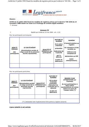 Réglementation commerciale : vente Deballage : modèle registre