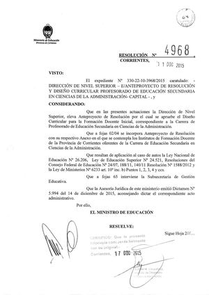 Diseño Curricular  De Ciencia de Administracion