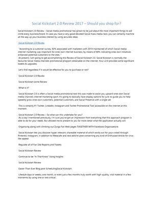 Social Kickstart 2.0 Review