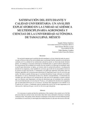 SATISFACCIÓN DEL ESTUDIANTE Y CALIDAD UNIVERSITARIA